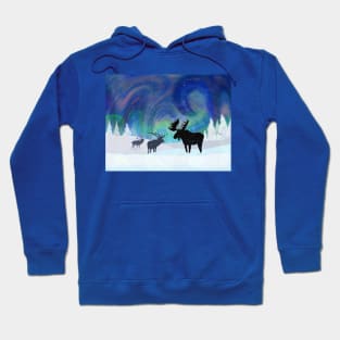 Northern Lights Moose and Elk Hoodie